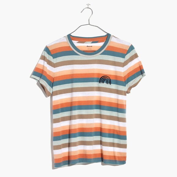 Madewell Tops - Madewell Embroidered Rainbow Striped Tee XXS